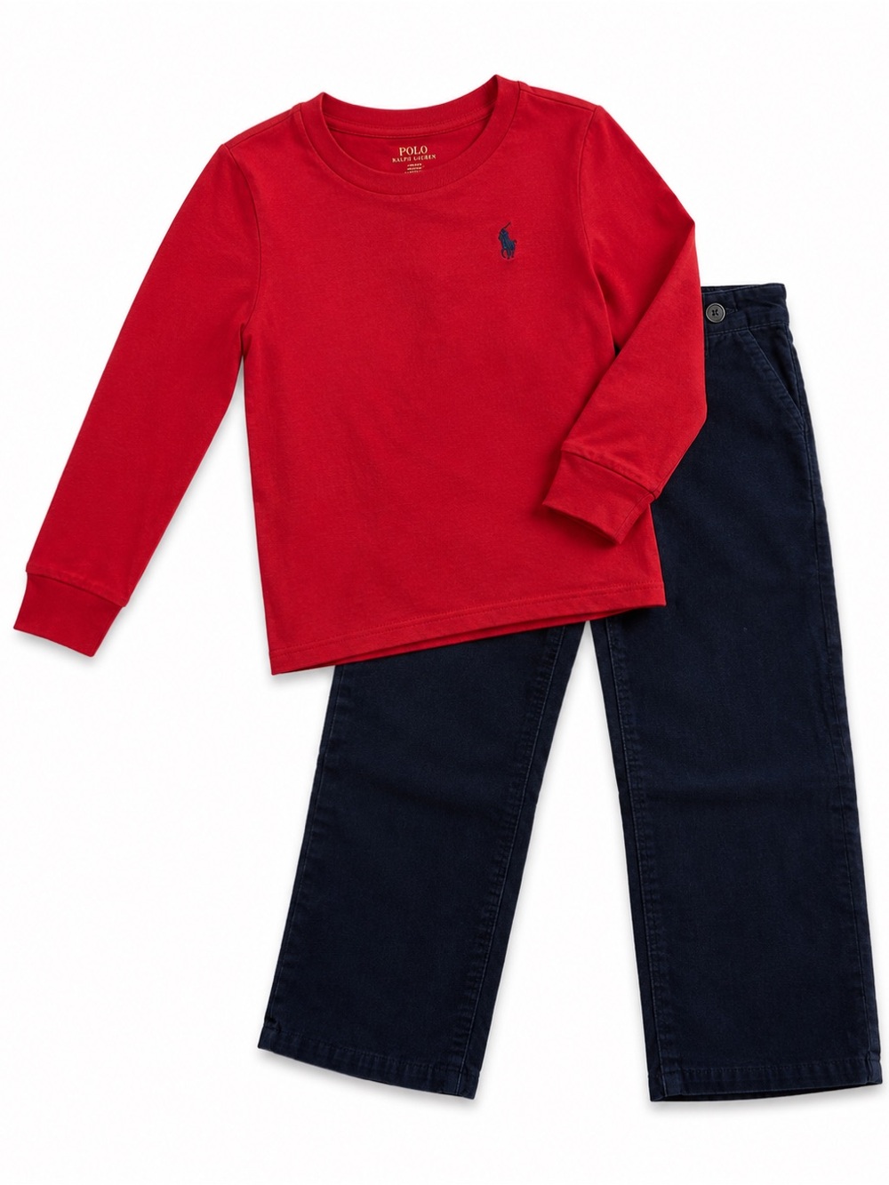 Polo by Ralph Lauren Red Long Sleeve Kids Tee and Janie & Jack cords